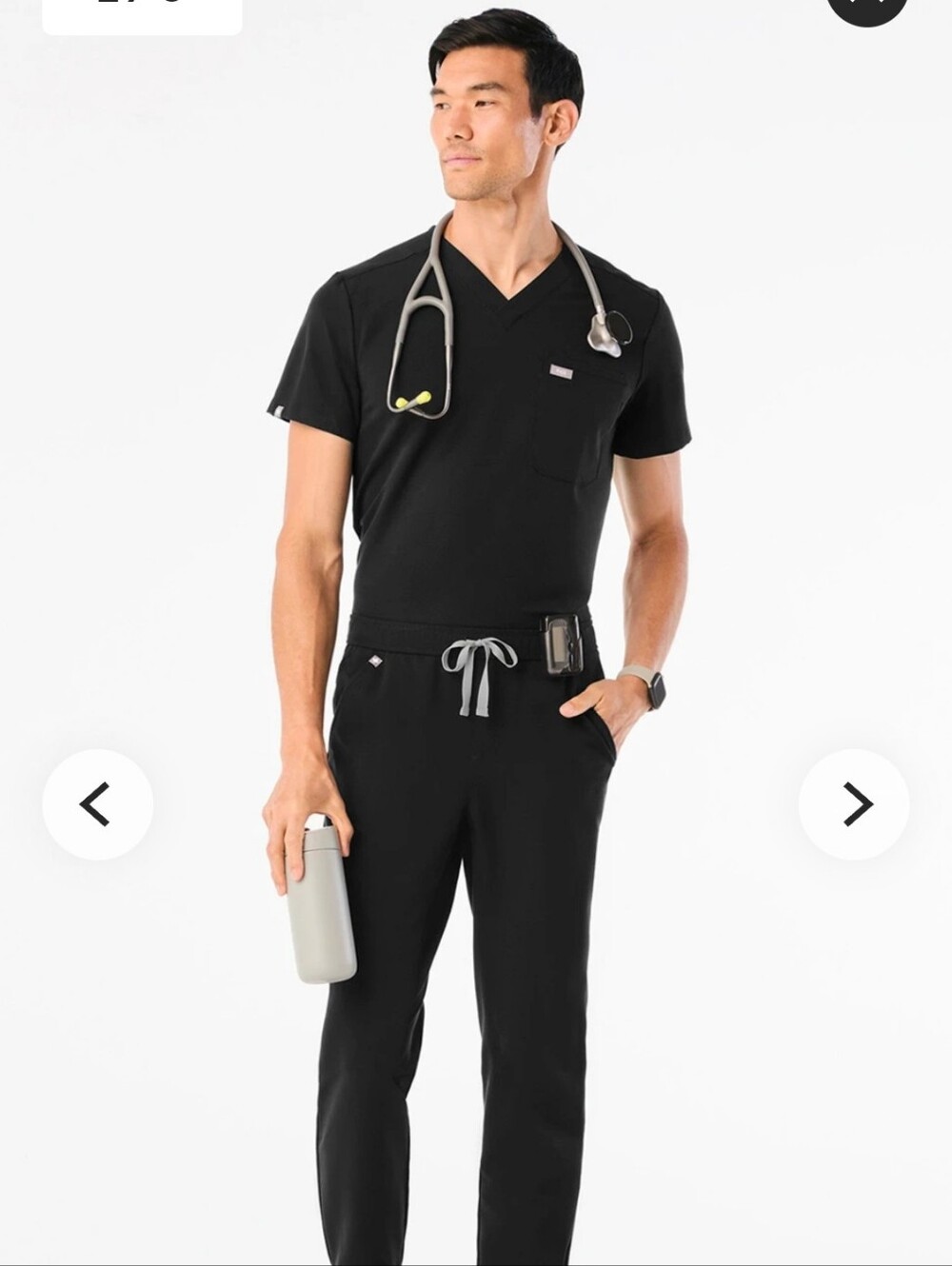 FIGS Scrub Top FIGS Leon Top  Men's Figs Medium doctor nurse Healthcare PT Black